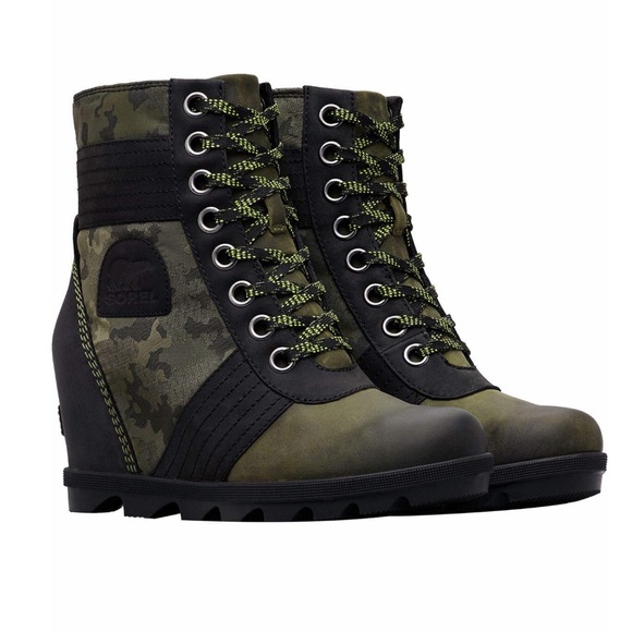 Sorel Shoes - NEW Sorel Lexie Wedge Boots Camo Hiker Green - 5.5